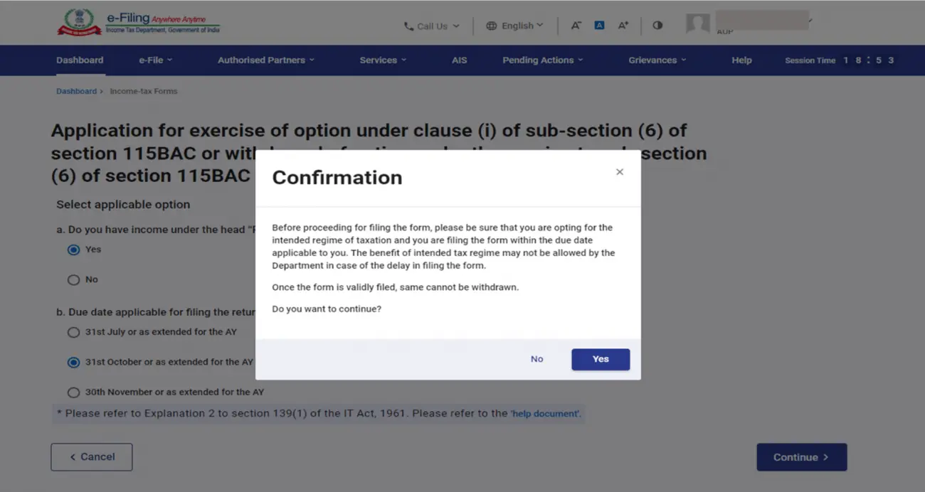 Income tax return filing due date selection