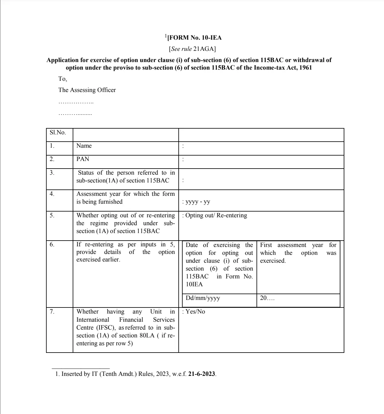 Image of Form 10IEA