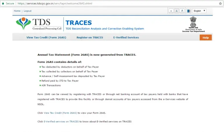 View Tax Credit Form 26AS