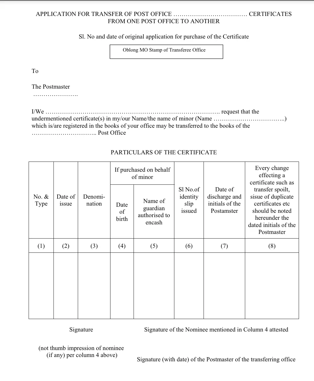 NSC Transfer to Another Post Office Branch - Page 1