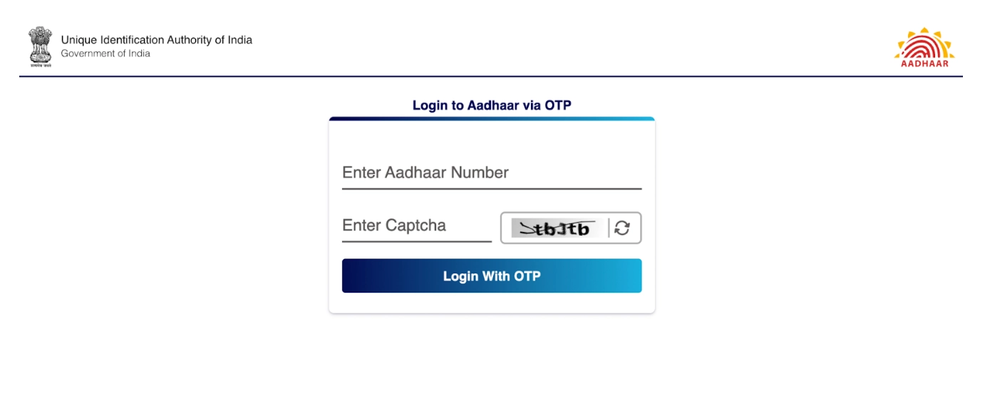 UIDAI Login to Link Aadhaar with Bank