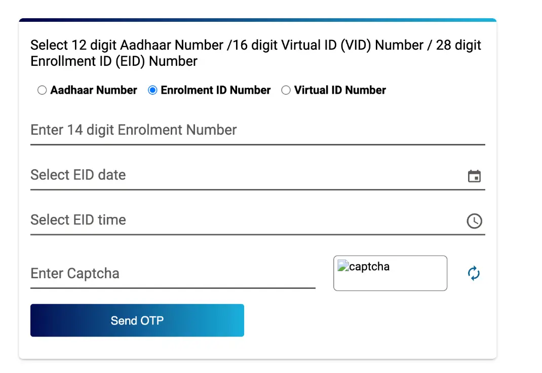 Download Aadhaar Card with EID & Mobile OTP