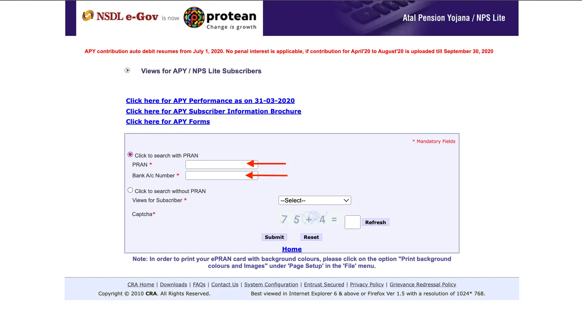 Viewing e-PRAN card with PRAN number and bank account