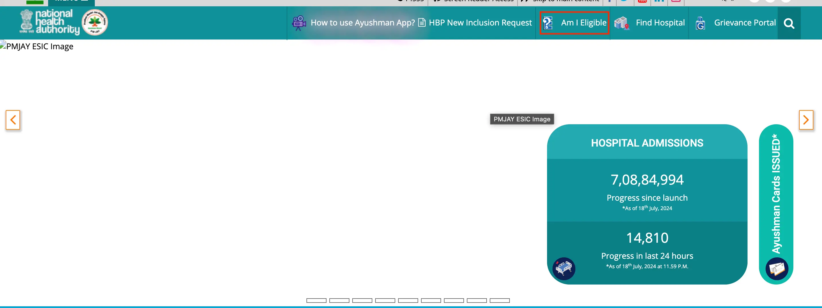 Ayushman Card application eligibility section online