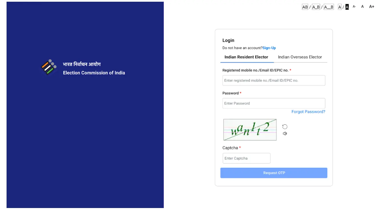 Voter Service Portal Login to download Voter ID