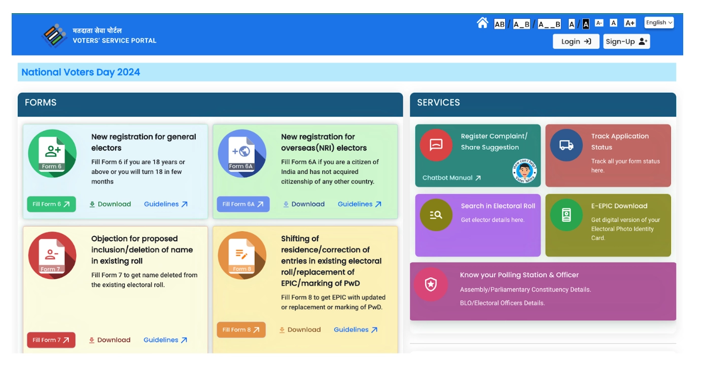 Login to Download Voter ID on Service Portal