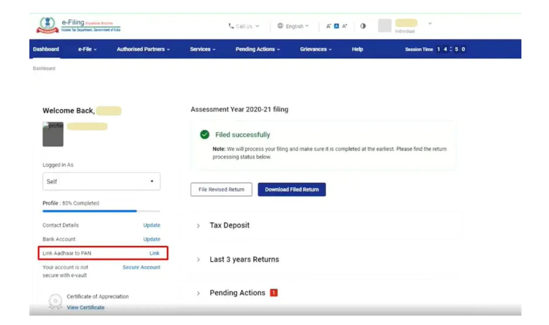 Click on Link Aadhaar to Link PAN & Aadhaar