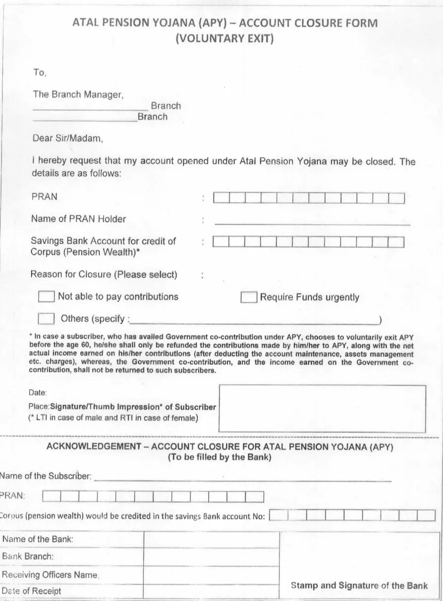 Closure Form for Voluntary Exit APY Withdrawal